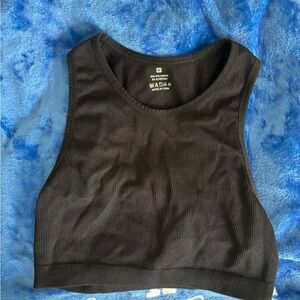 Black Ribbed Crop Top Size M